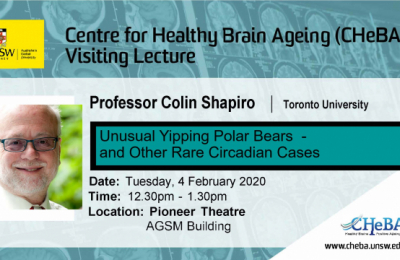 CHeBA International Visiting Lecture: Professor Colin Shapiro &amp; Dr Dora Zalai, Toronto